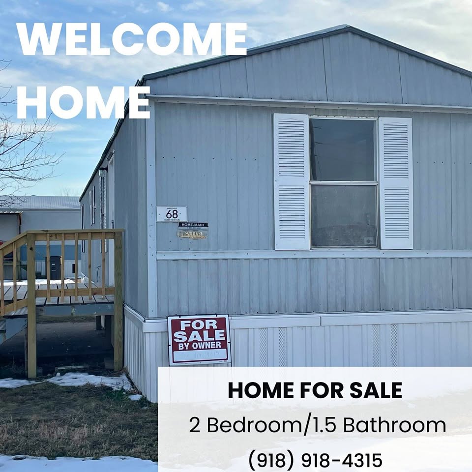 2 BE/1.5 BA Home for Sale | Lot #68 - single wide - in Bartlesville, OK - photo 1 of 8